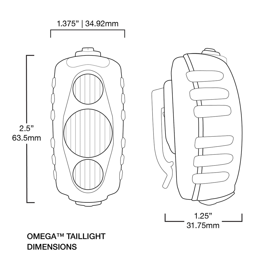 niterider omega taillight size dimensions